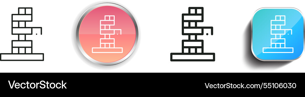 Jenga icon thin linear regular and button style vector image