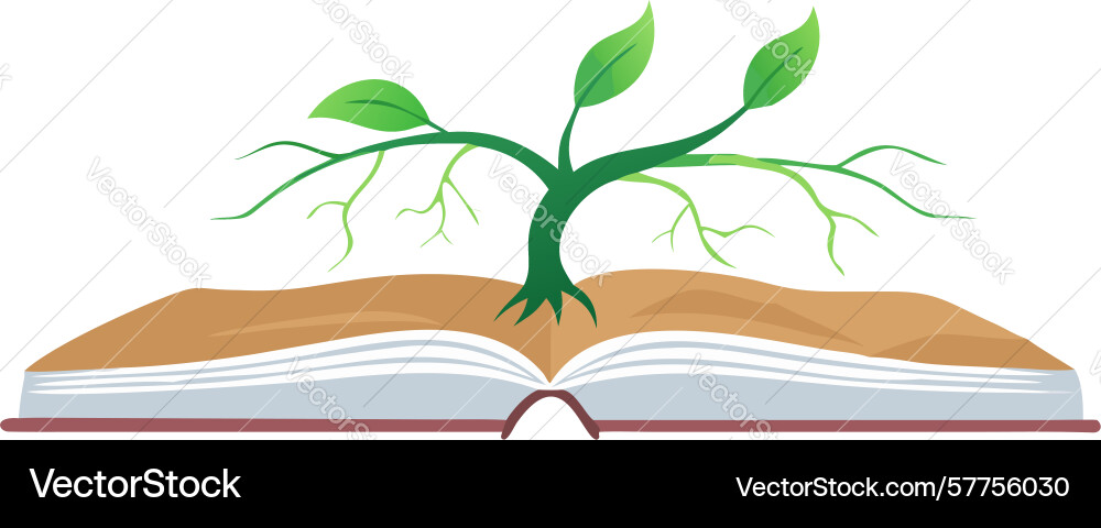 Open book with sapling icon for learning journeys Vector Image
