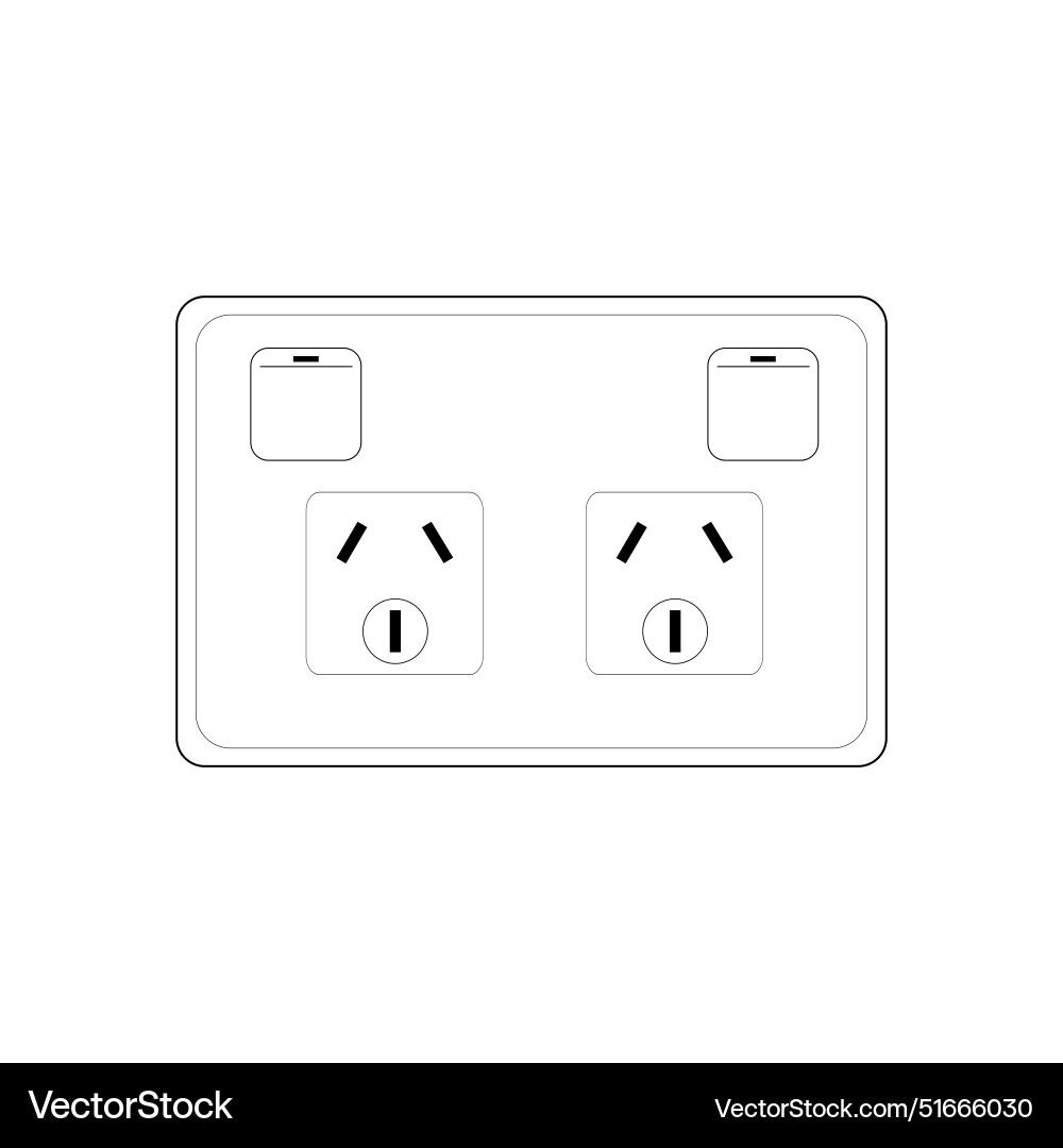 Power plug double socket outlet type i with switch Power plug double socket outlet type i with switch vector image