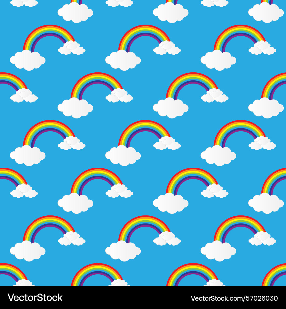 Rainbow and clouds pattern for background vector image