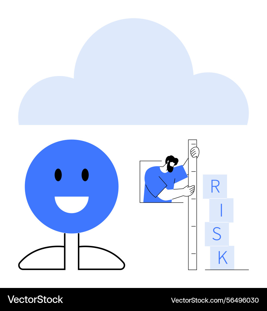 Smiling character with cloud and person balancing Smiling character with cloud and person balancing vector image