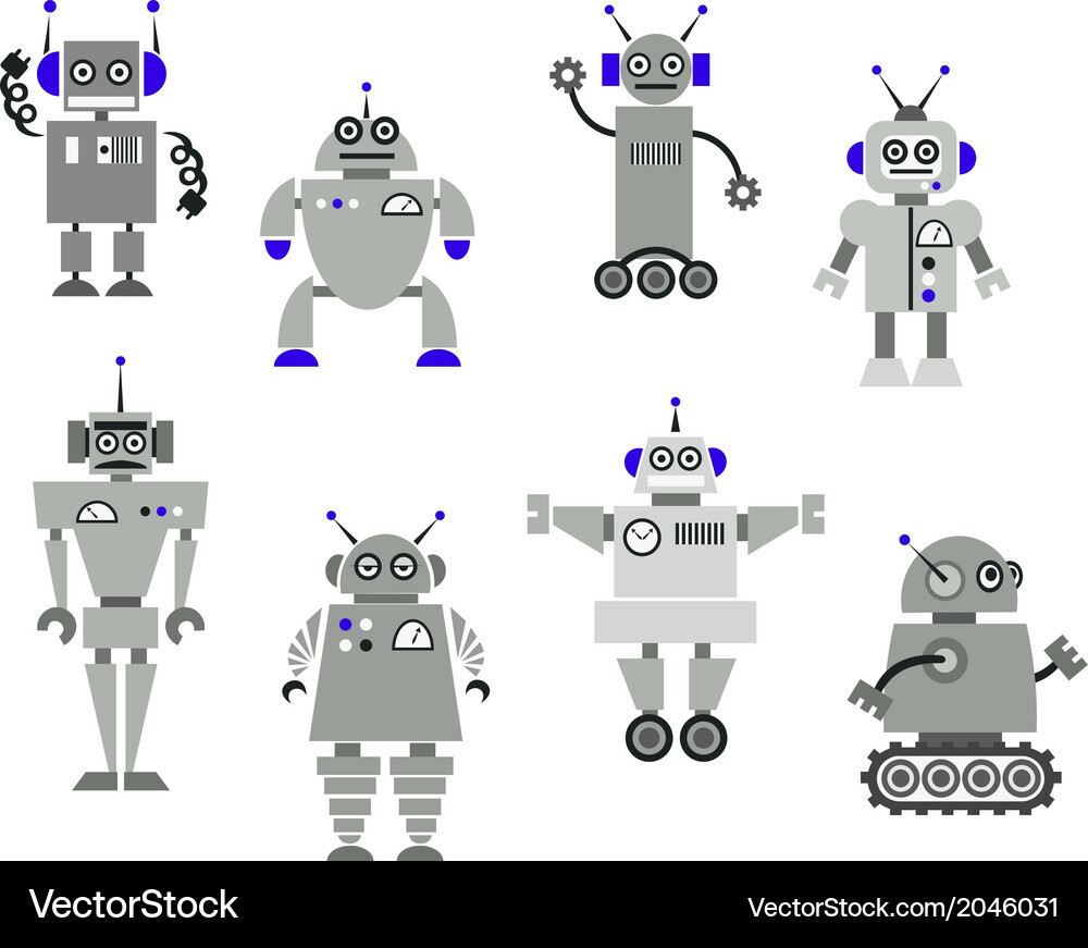 Abstract Robot Icons Vector Image