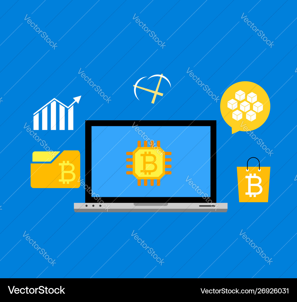 Blockchain scheme mining crypto currency server vector image