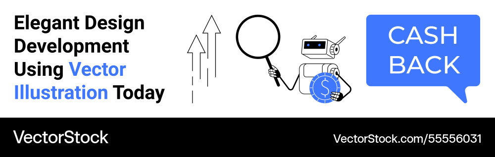 Cashback concept with robot analyzing data Cashback concept with robot analyzing data vector image