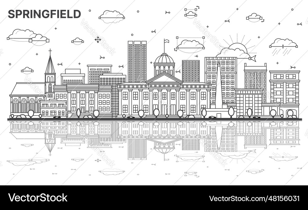 Outline springfield illinois city skyline vector image