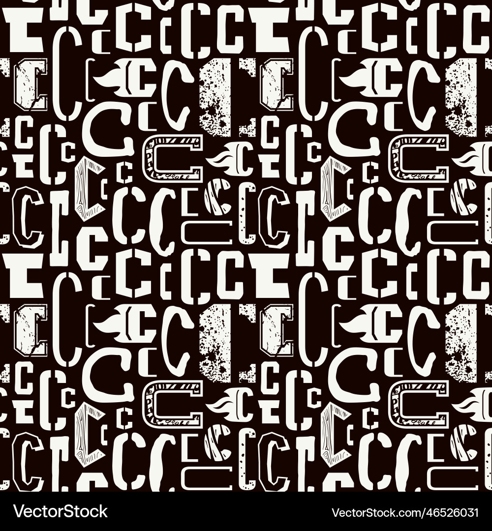 Seamless pattern with letters c in typographic vector image