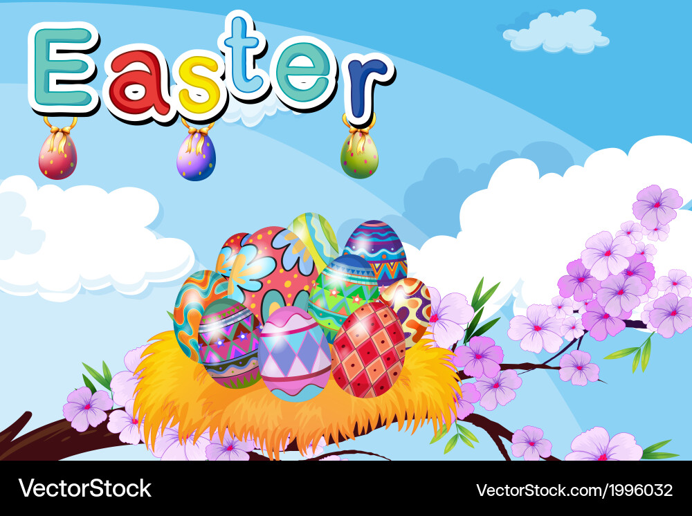 A nest with easter eggs vector image