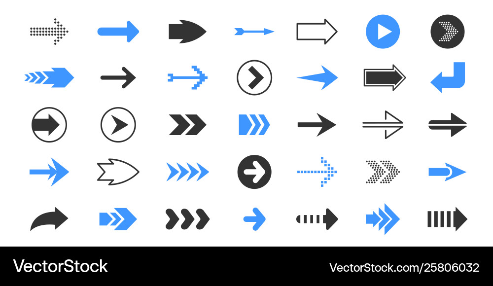 Arrow Pointer Symbols - Up, Down, Left, Right vector image
