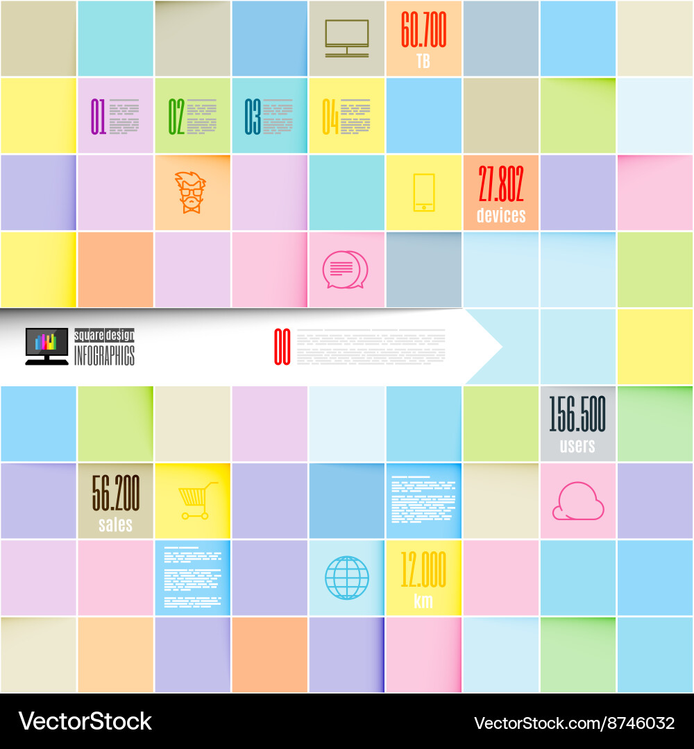 Infographic template squares background Vector Image