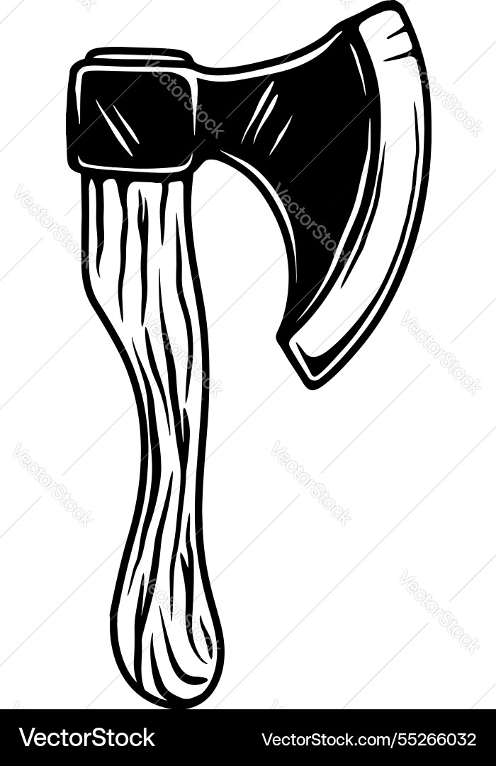 Lumberjack axe in engraving style design element Lumberjack axe in engraving style design element vector image