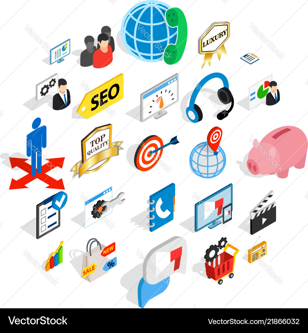 Phone call icons set isometric style Phone call icons set isometric style vector image