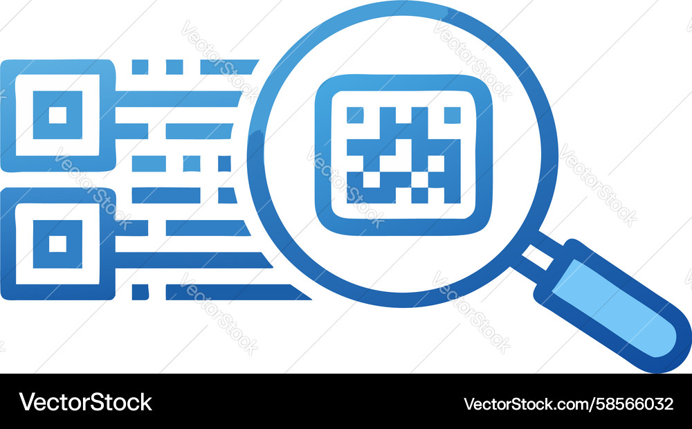QR Code Scan with Magnifying Glass Vector Image