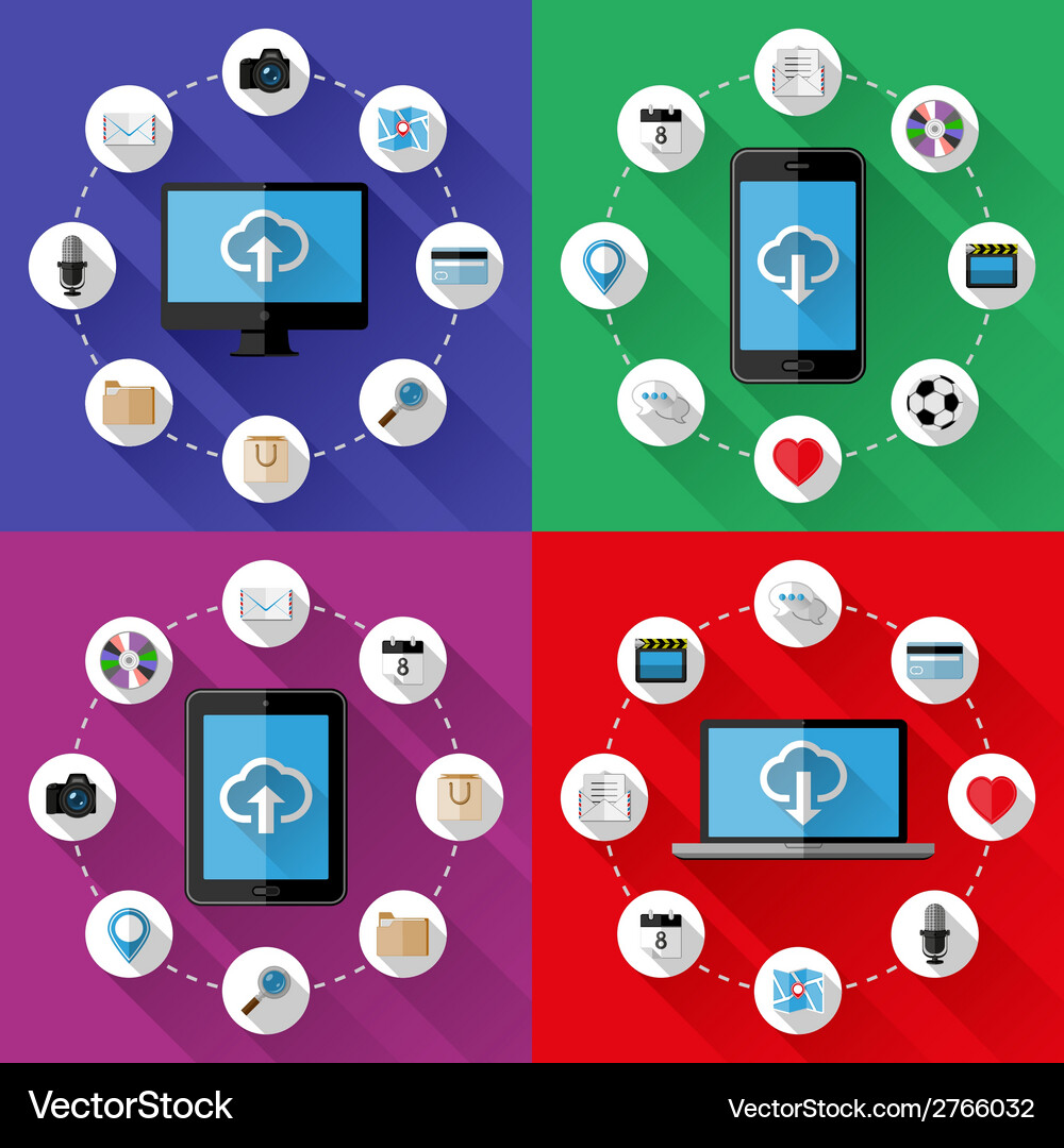 Set of web and business concepts Vector Image