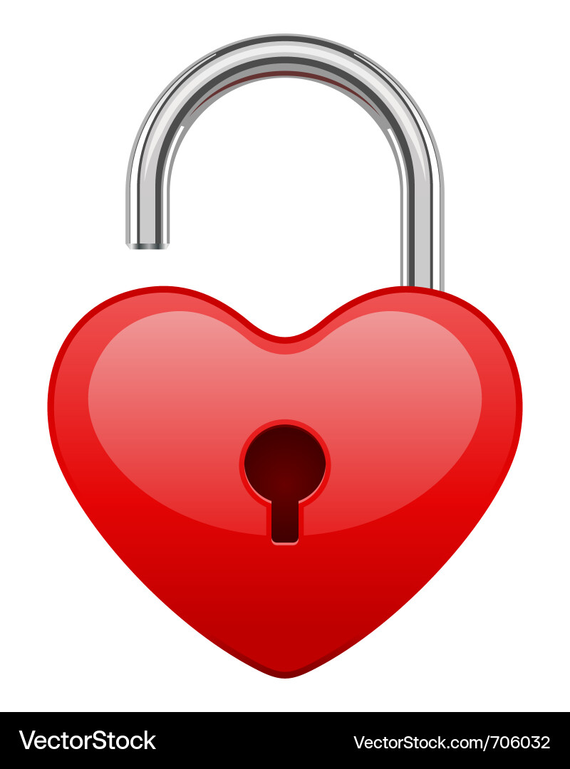 Shiny Red Heart Lock Vector Image