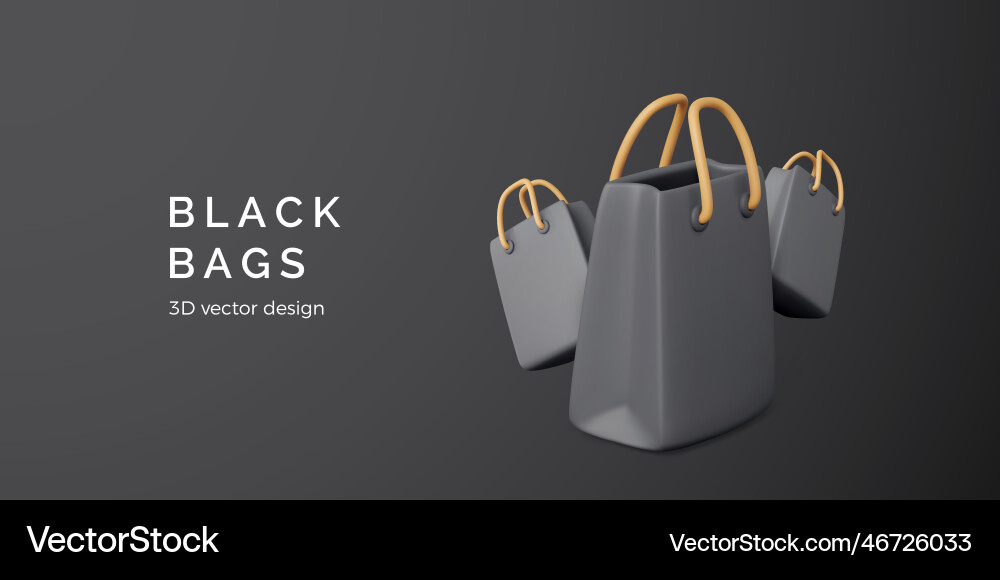 Black 3d shopping bags friday banner vector image