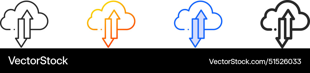 Cloud computing iconthin linear gradient blue Cloud computing iconthin linear gradient blue vector image