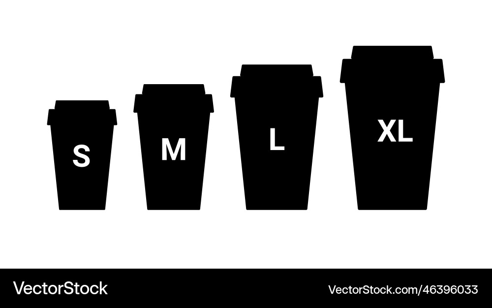 Coffee cup plastic size icon large small takeaway Vector Image