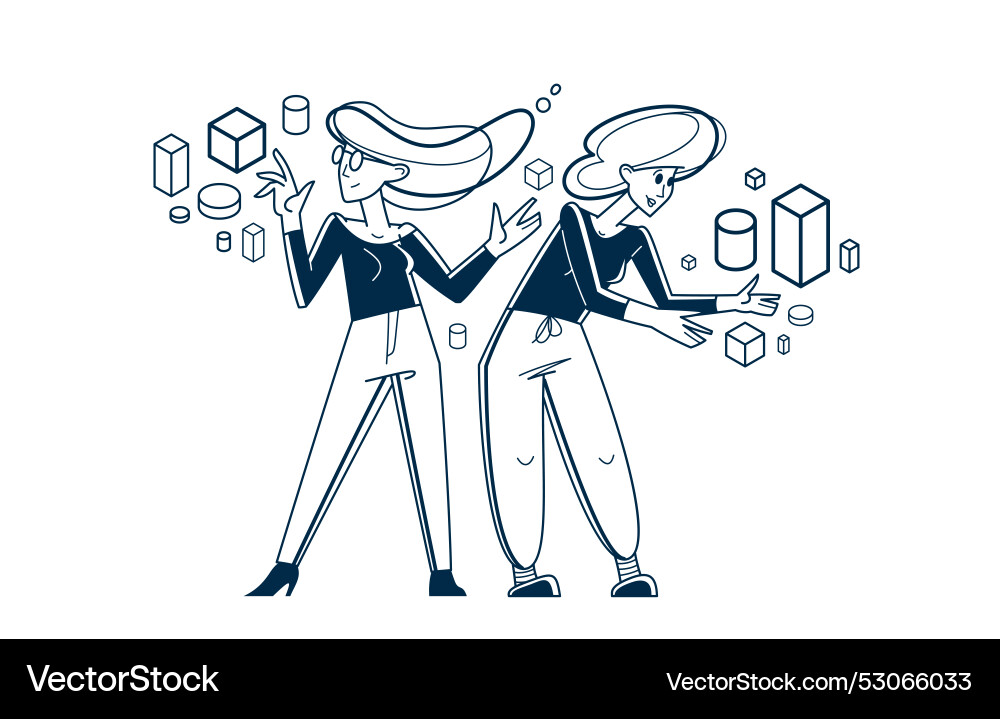 Creative workers doing some job and creating Creative workers doing some job and creating vector image