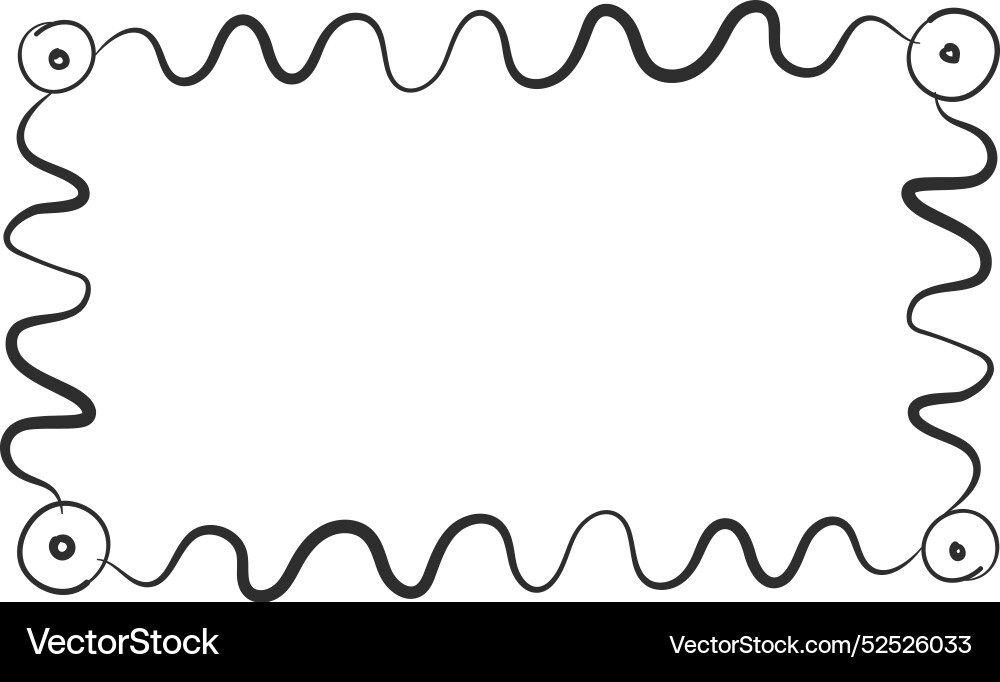 Doodle frame rectangular border wavy pattern line vector image