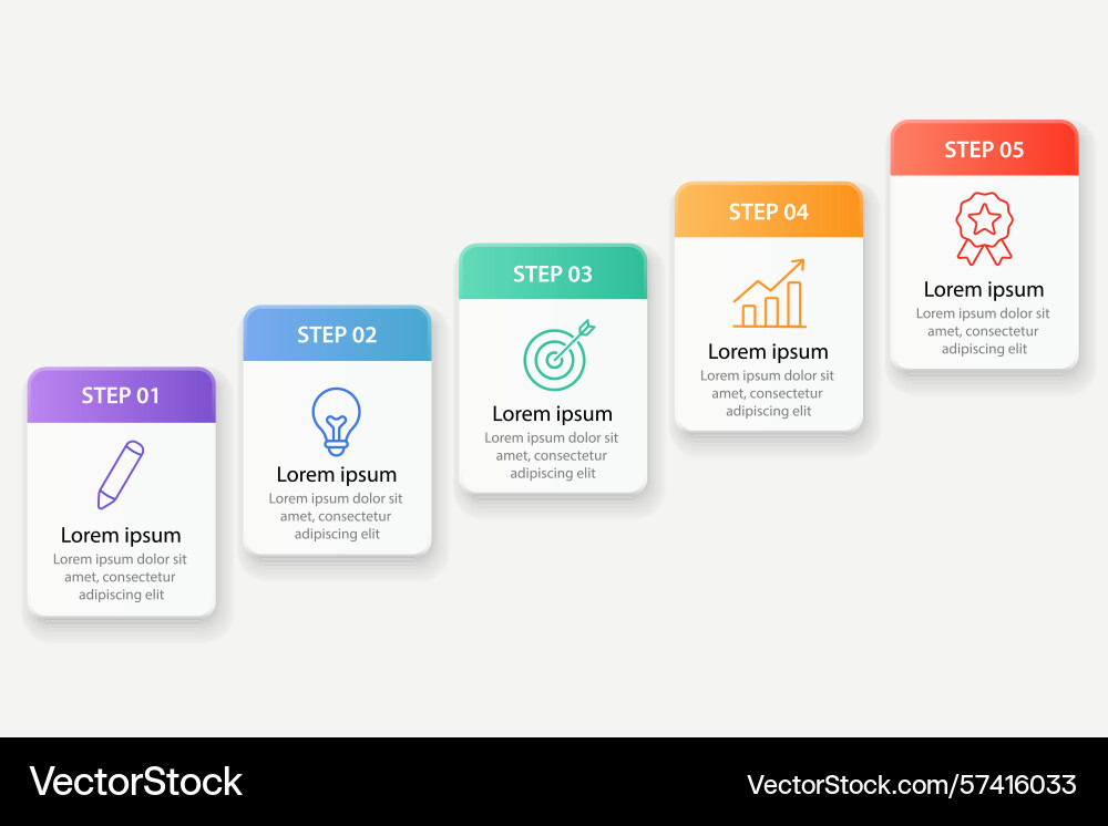 Gradient step layout with icons and modern flat vector image