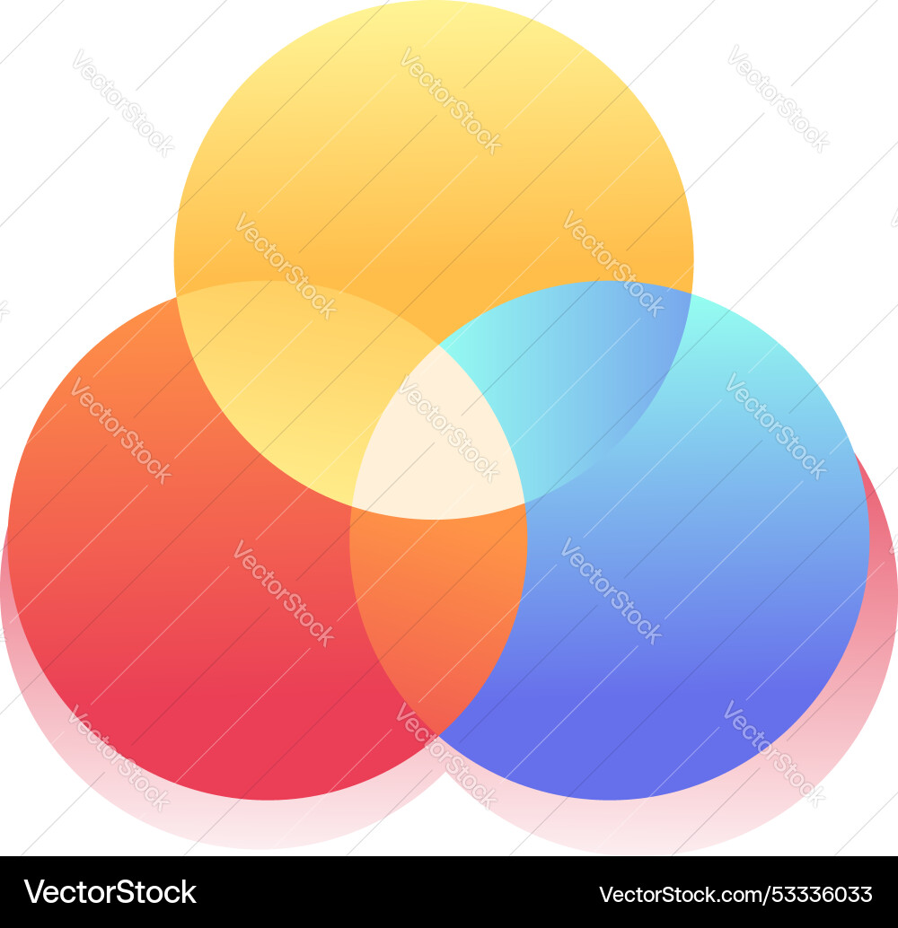 Three overlapping transparent circles creating Three overlapping transparent circles creating vector image