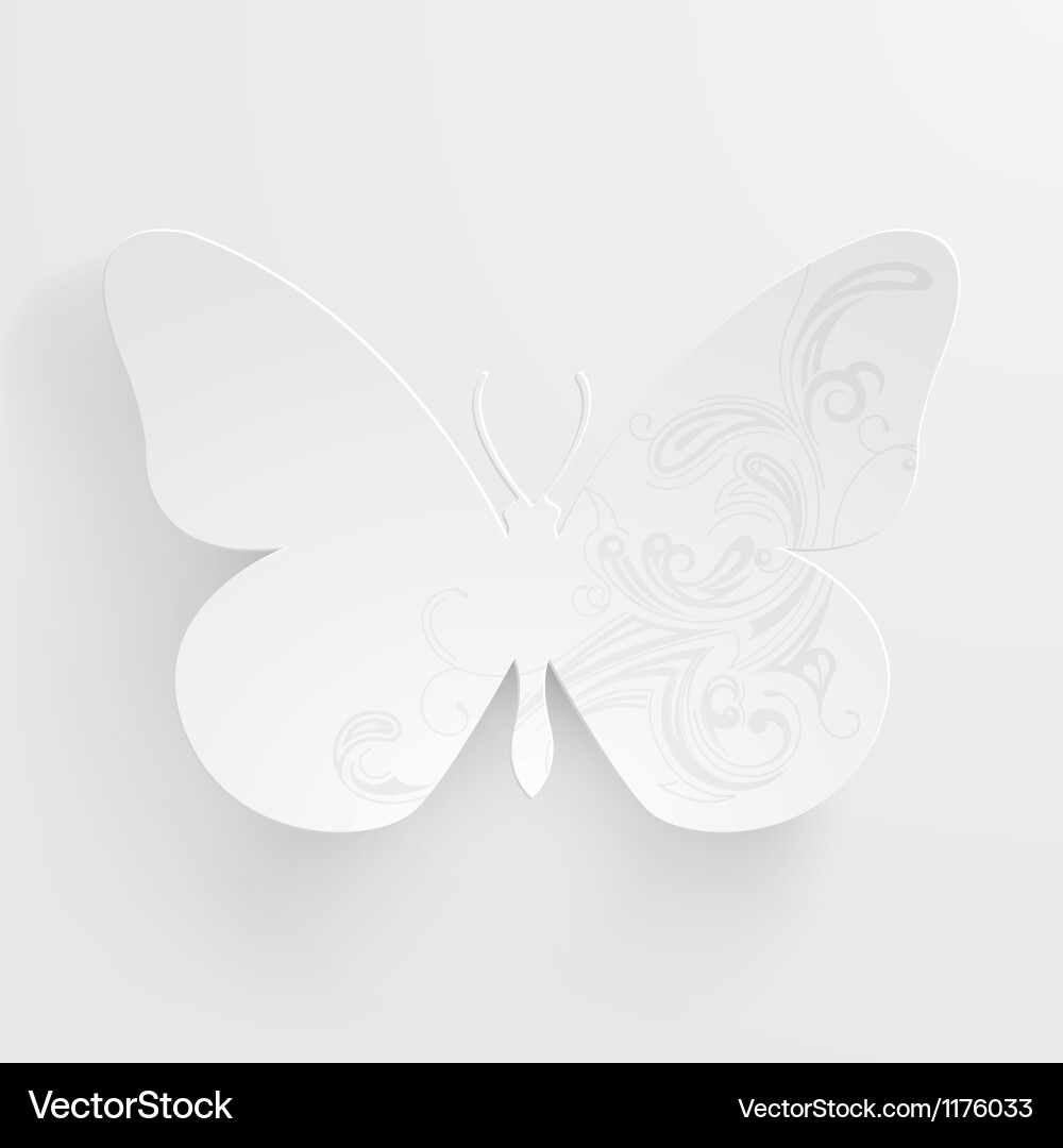 White Butterfly Silhouette Vector Image