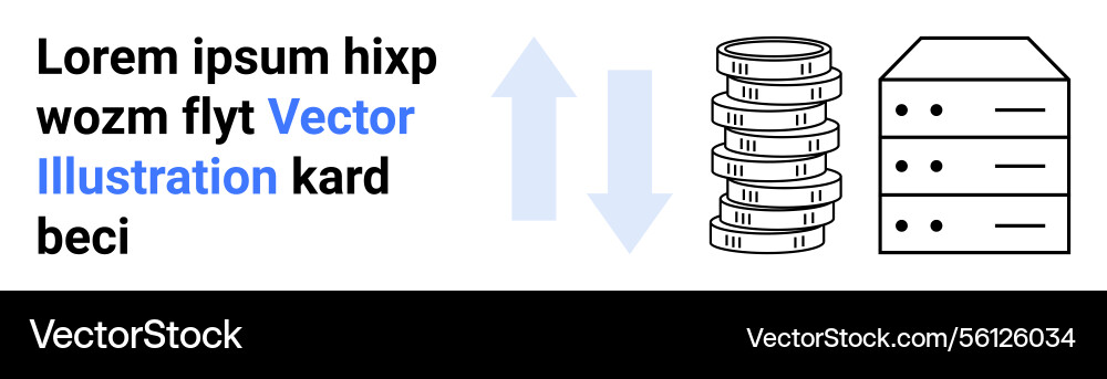 Data transfer concept with server and coin stack Vector Image