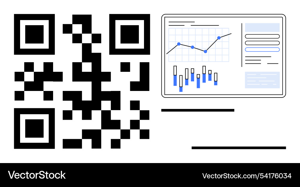 Qr-Code mit Analytik Dashboard Diagramme anzeigen Qr-Code mit Analytik Dashboard Diagramme anzeigen vektorbild