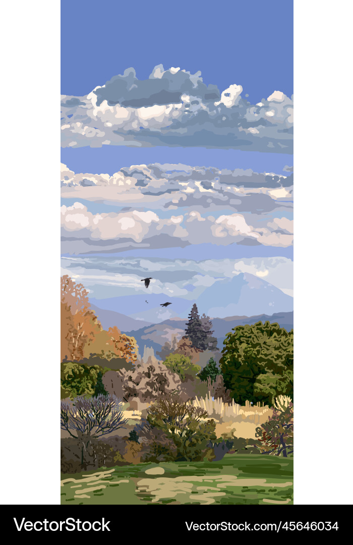 Scenic autumn view of trees on the fields Scenic autumn view of trees on the fields vector image