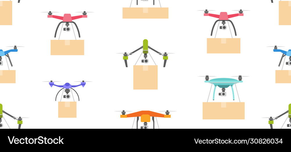 Seamless pattern with package delivery drone Vector Image