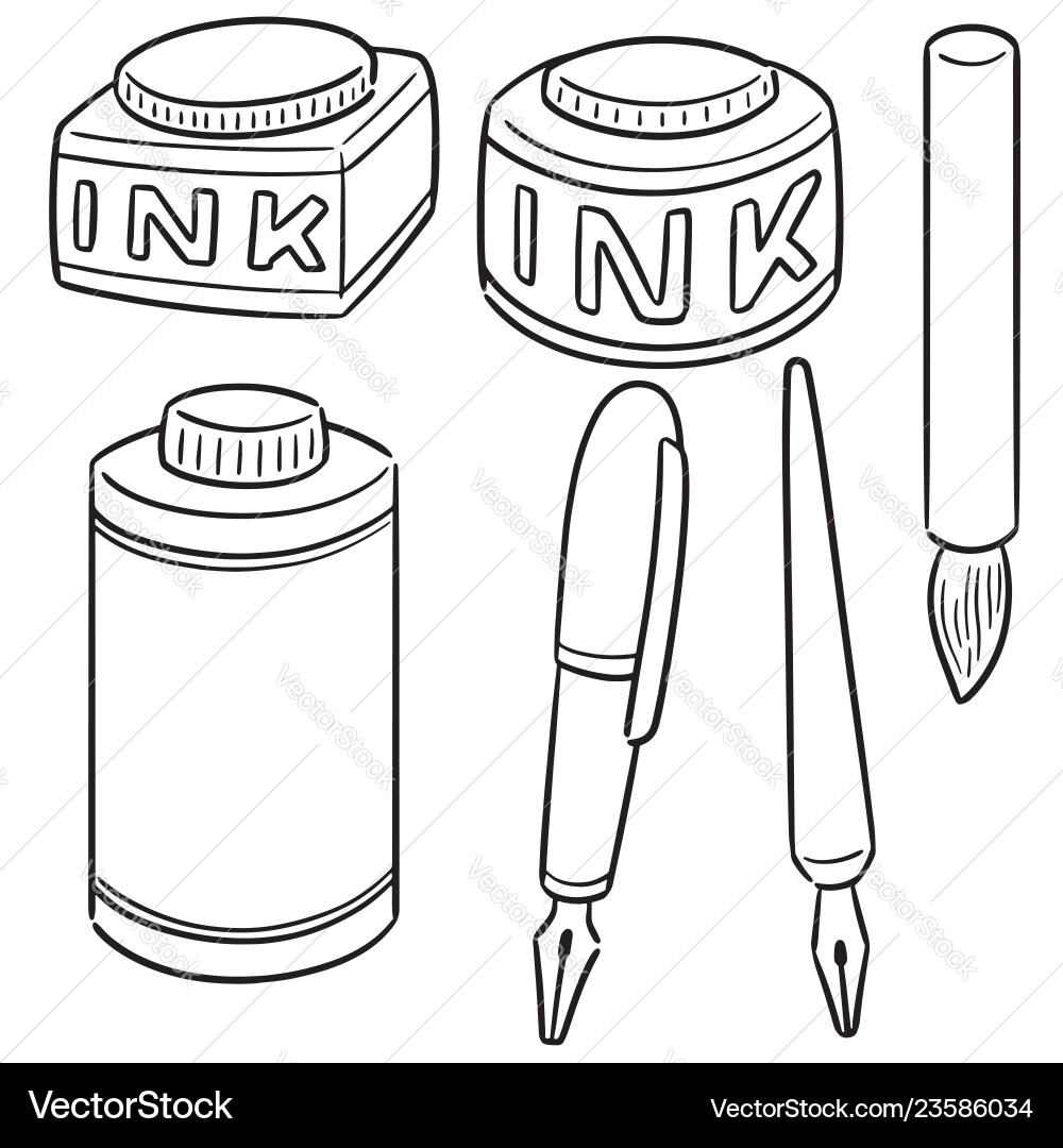 Set of ink brush and fountain pen vector image