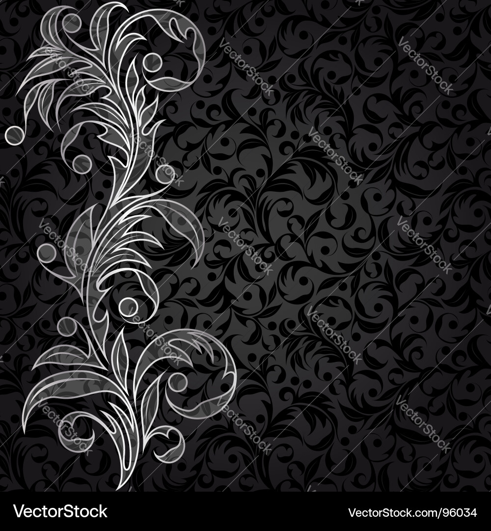 Silver Floral Damask Background Royalty Free Vector Image