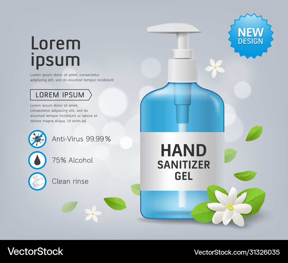 Alcohol gel hand wash flower new design Alcohol gel hand wash flower new design vector image