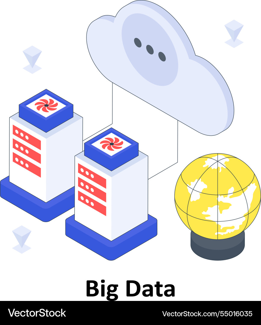 Big data isometric colored eps file Vector Image