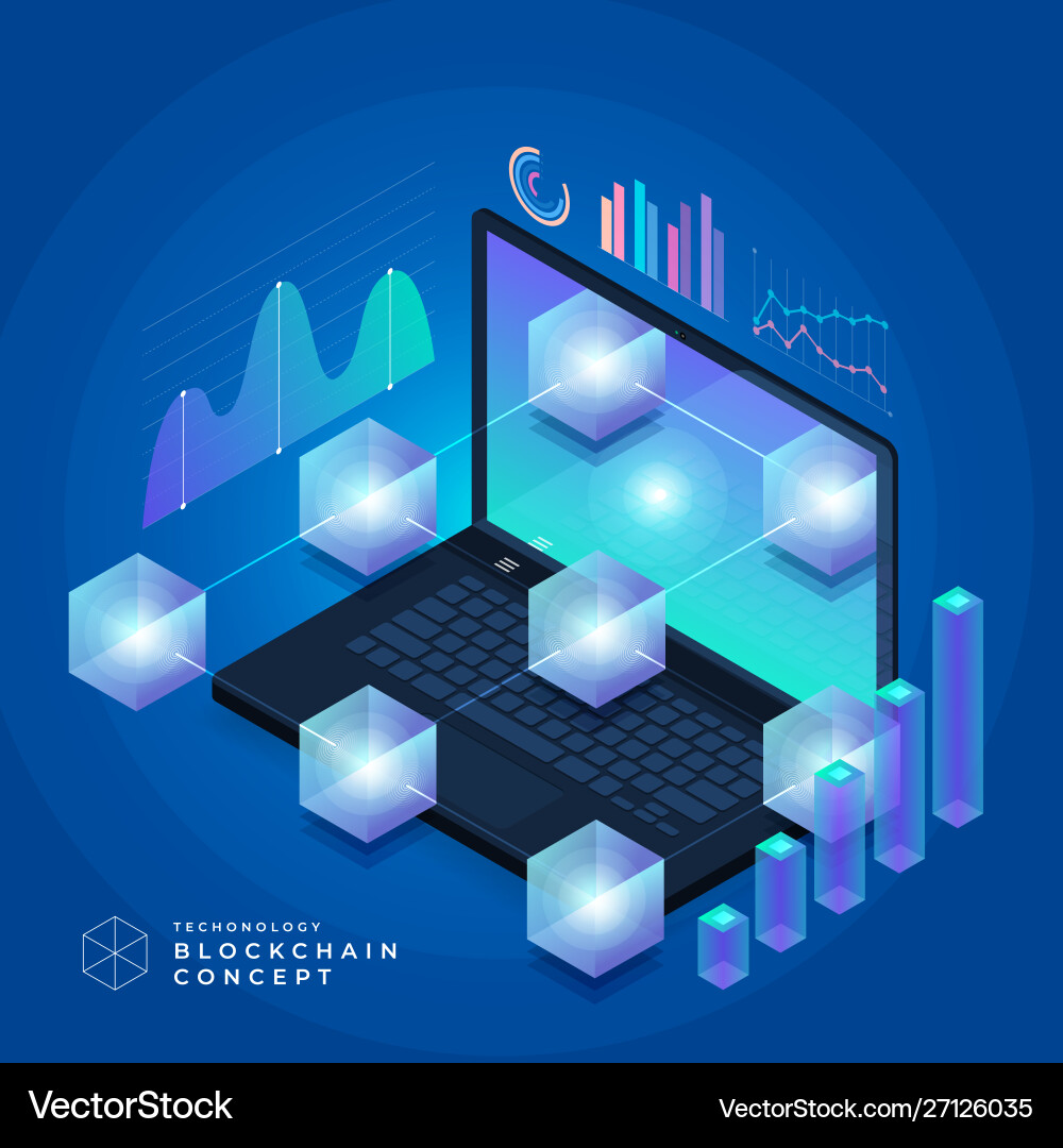 Blockchain and cryptocurrency concept Blockchain and cryptocurrency concept vector image