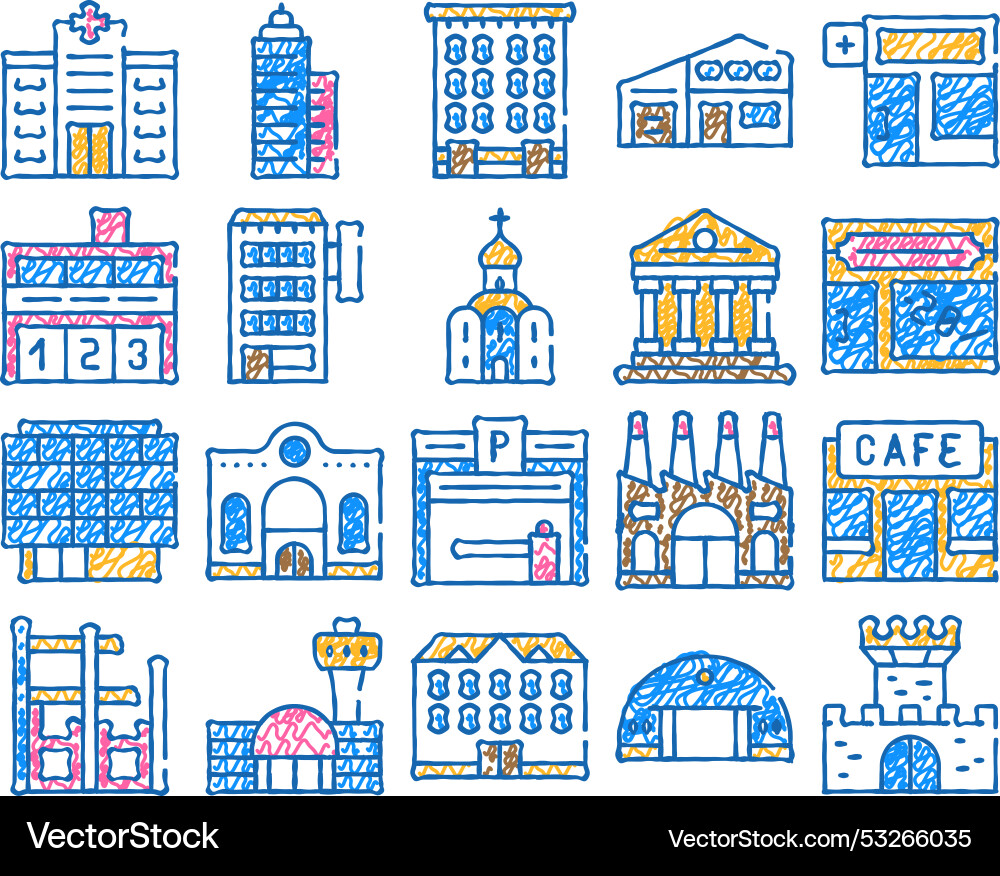 Building architecture icon hand drawn Vector Image