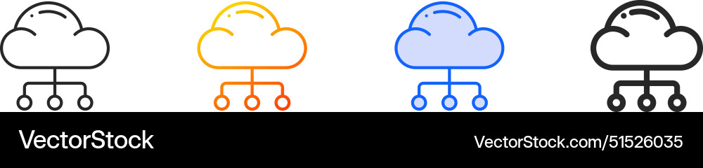 Cloud computing iconthin linear gradient blue Vector Image