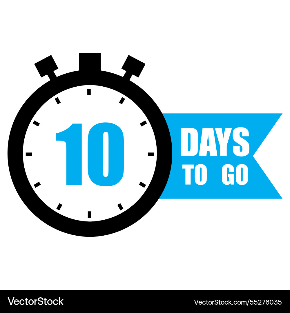 Countdown timer number ten focus bold 10 days Vector Image