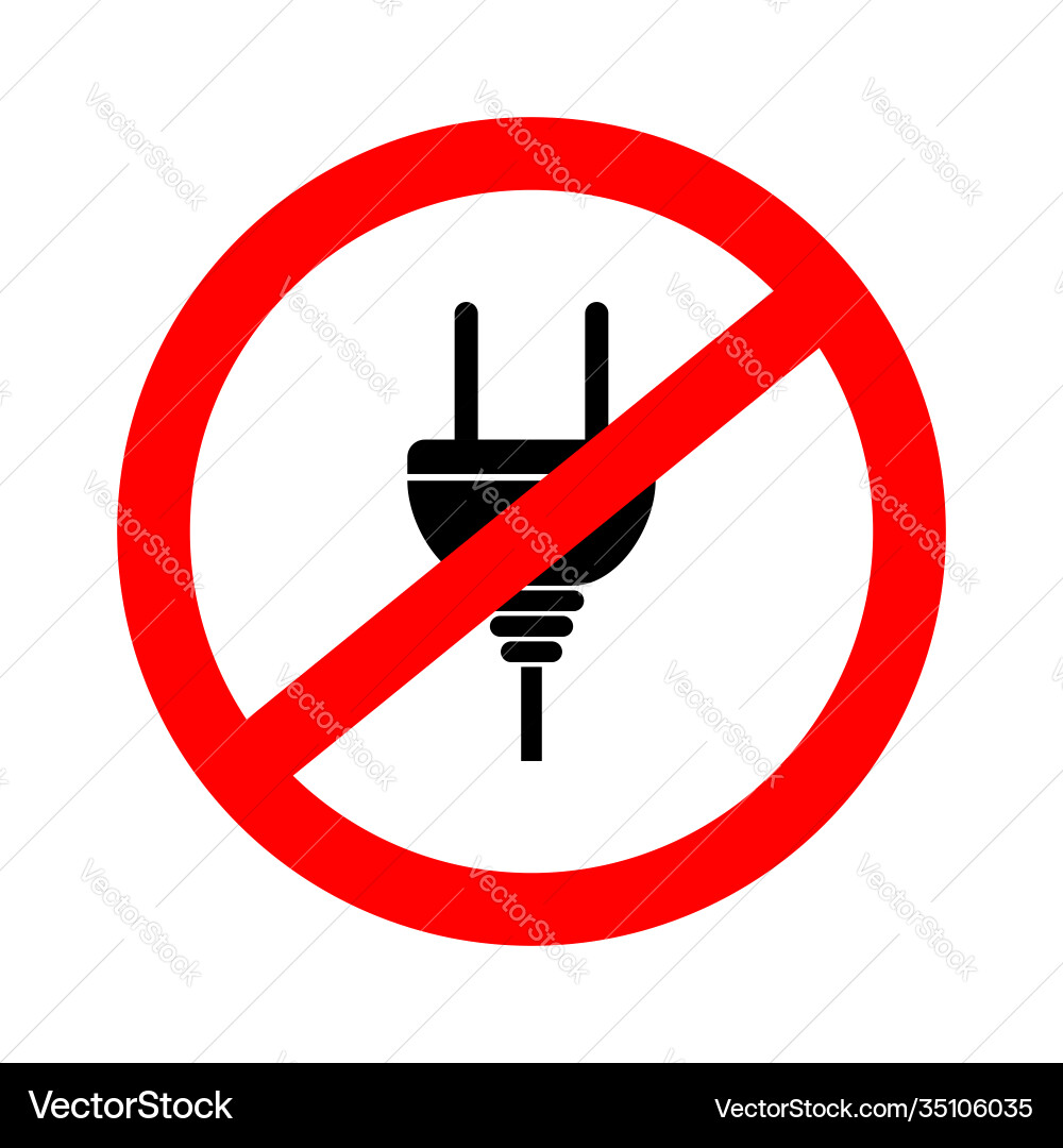 Icon forbidden plug to electricity – Royalty-Free Vector | VectorStock