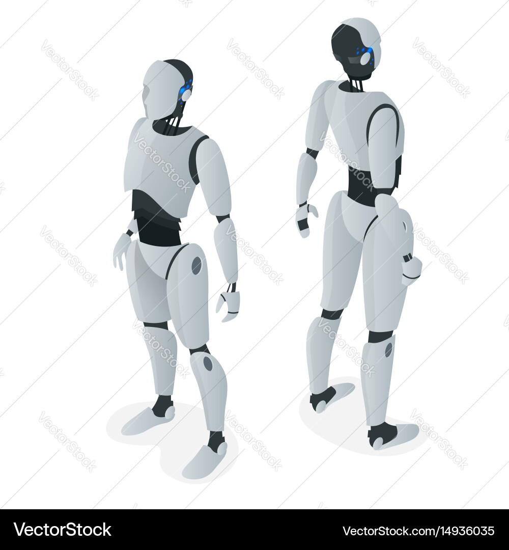 Isometric Robot - AI Automation vector image