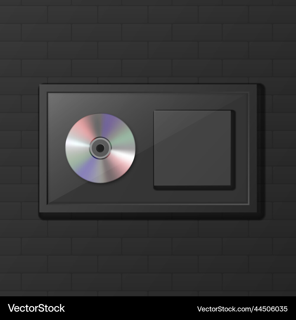 Realistic 3d ycd label with black cd cover vector image