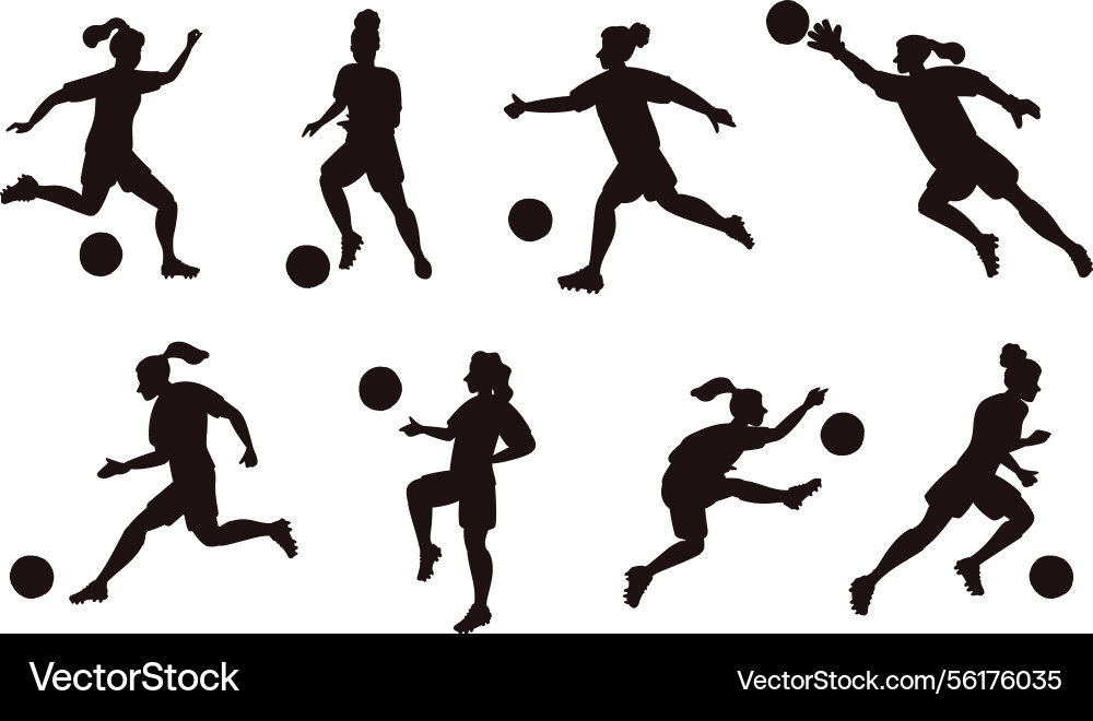Silhouettes female soccer players athlete girl Silhouettes female soccer players athlete girl vector image