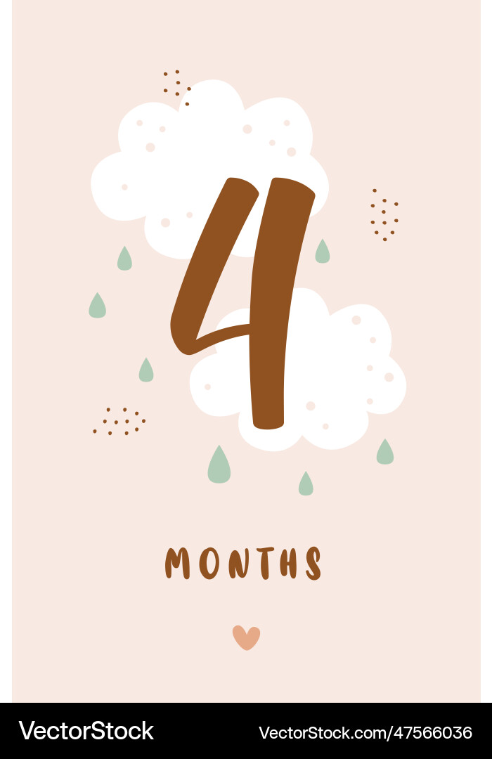 4 months baby card milestone Vector Image