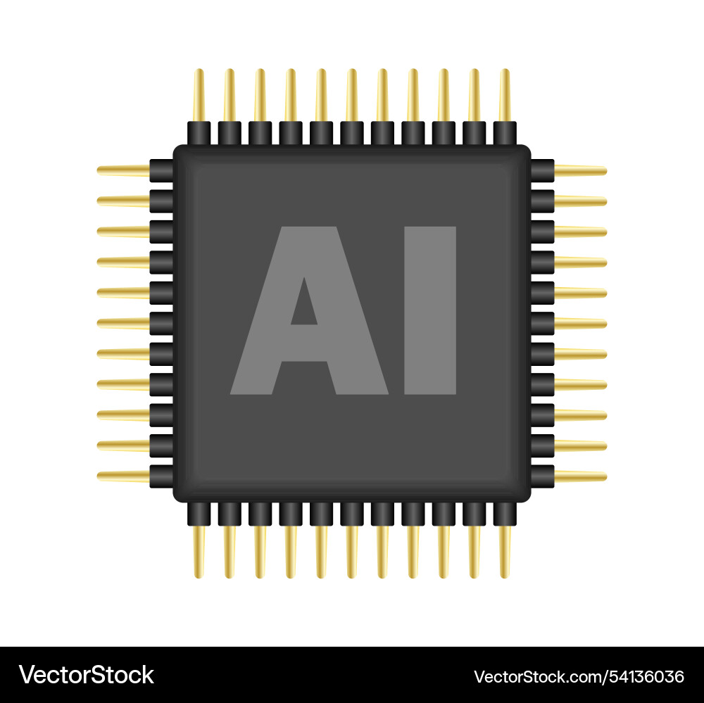 Ai cpu gpu microchip icon machine learning vector image