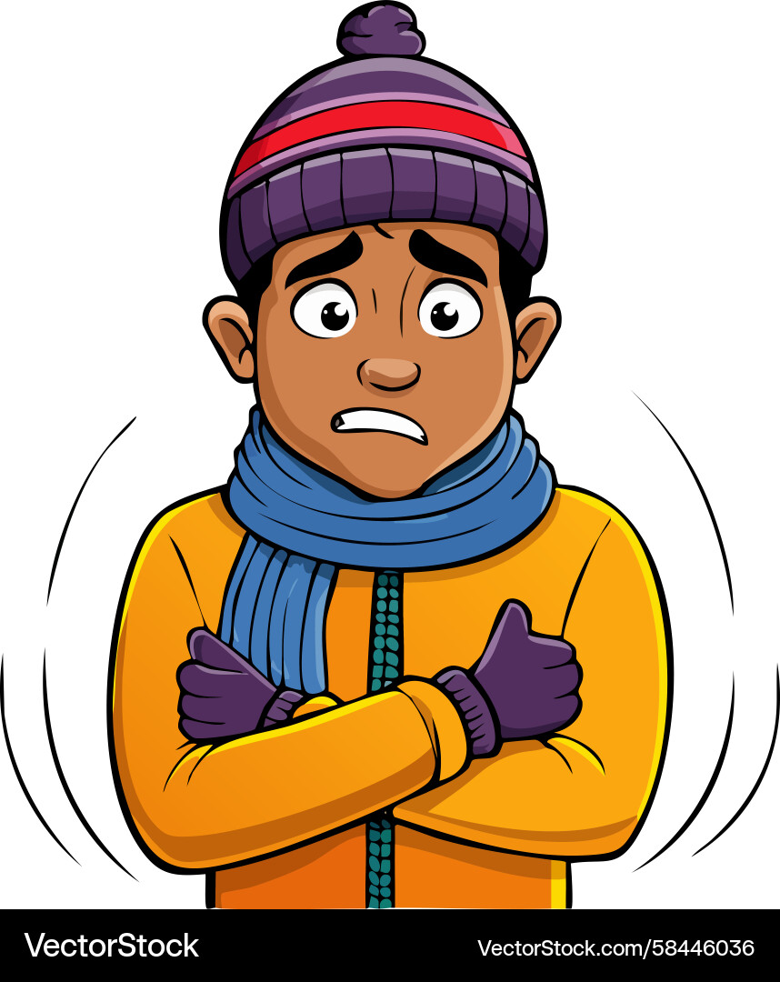 Cartoon Man Shivering in Winter – Royalty-Free Vector | VectorStock, image size:858x1080