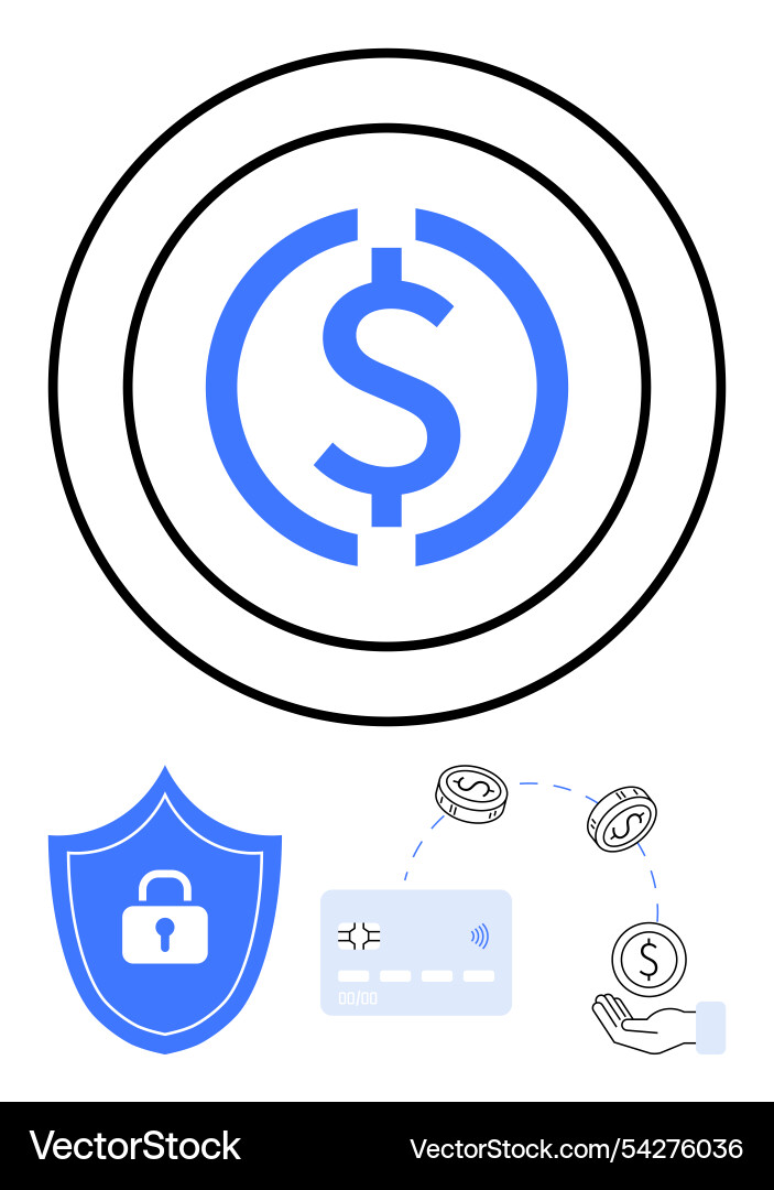 Digital currency and secure transaction concept Digital currency and secure transaction concept vector image