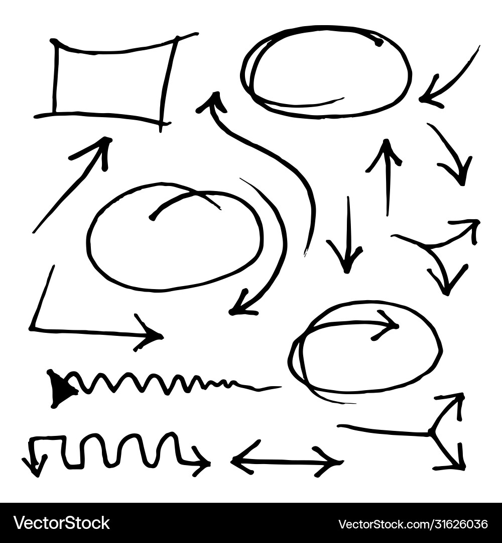 Doodle arrow and scribble set Doodle arrow and scribble set Vector Image