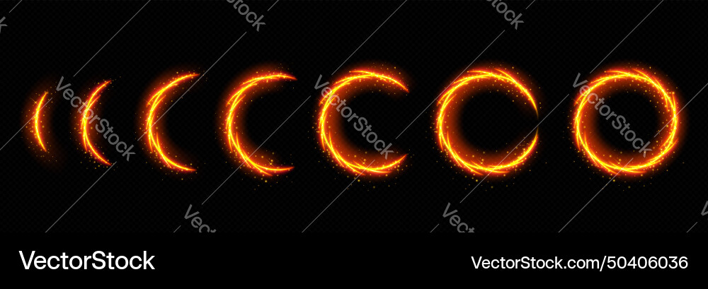 Fire circle portal loading progress steps Fire circle portal loading progress steps vector image