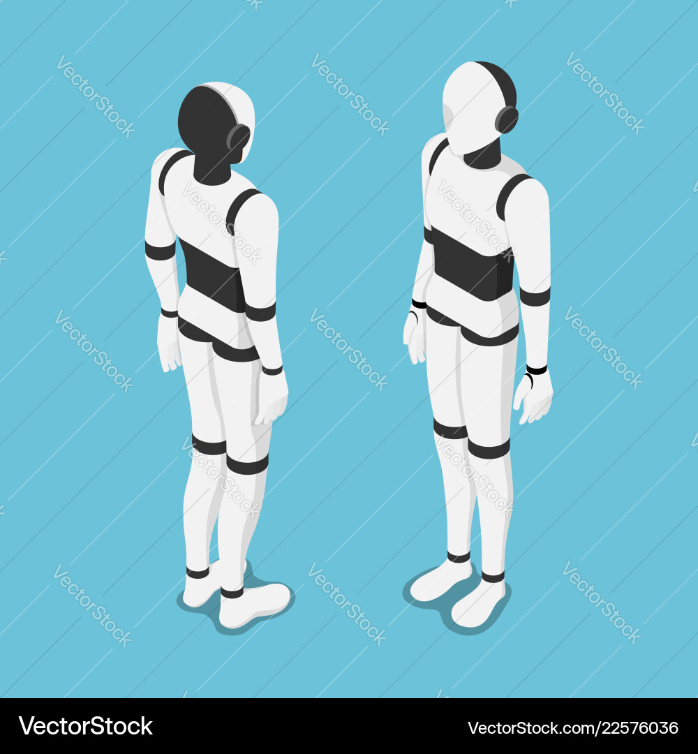 Isometric AI Robot - Futuristic Tech Vector Image