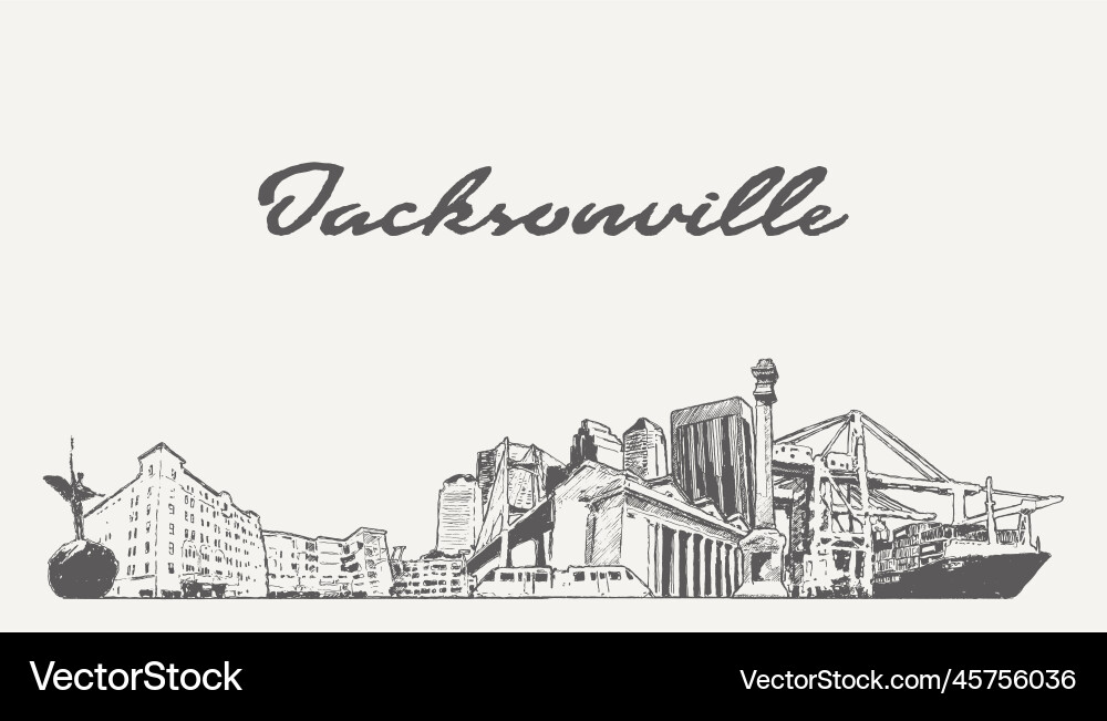 Jacksonville skyline florida usa hand gezeichnete skizze Jacksonville skyline florida usa hand gezeichnete skizze vektorbild
